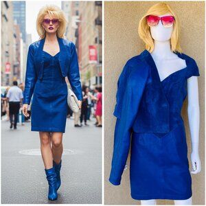 90s North Beach Buttery Leather Dress & Blazer Set